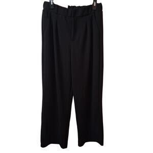 NWT I Believe Women Black Wide Leg Dressed Pants Pleated Front Elastic Back-L